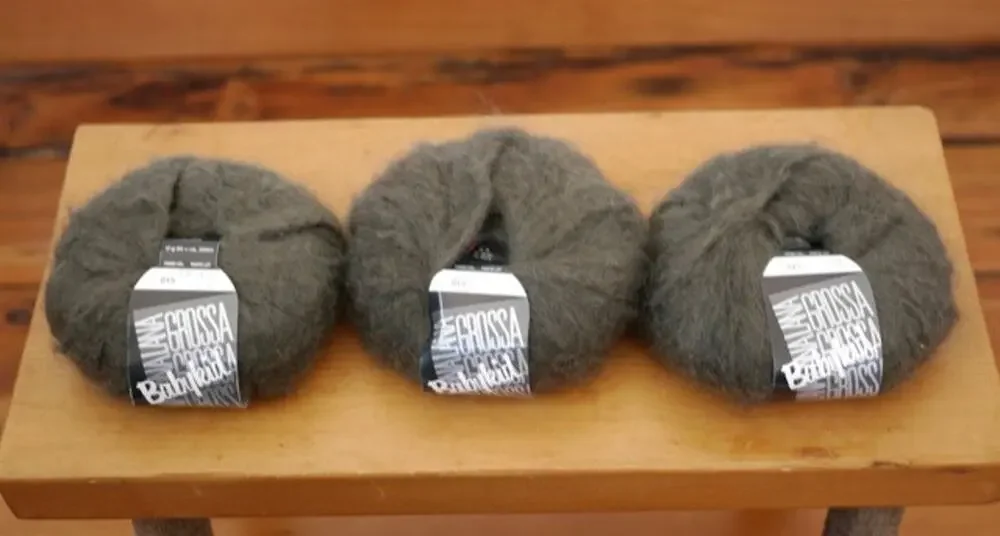Lot of 3 LANA GROSSA Italian Babykid Superkid MOHAIR Blend Yarn Grey 200m 50g